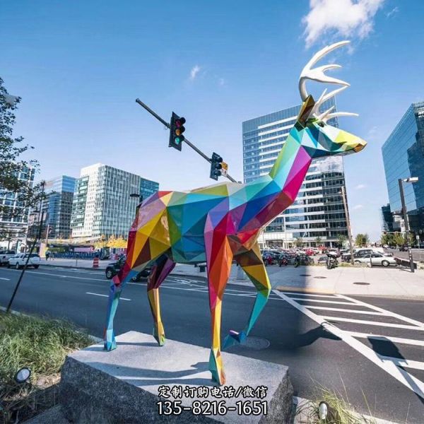 廣場公園廣場幾何彩繪商場大型戶外景觀擺件雕塑（1）