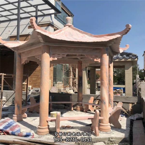 別墅小區(qū)大型大理石石雕休息乘涼亭雕塑（3）