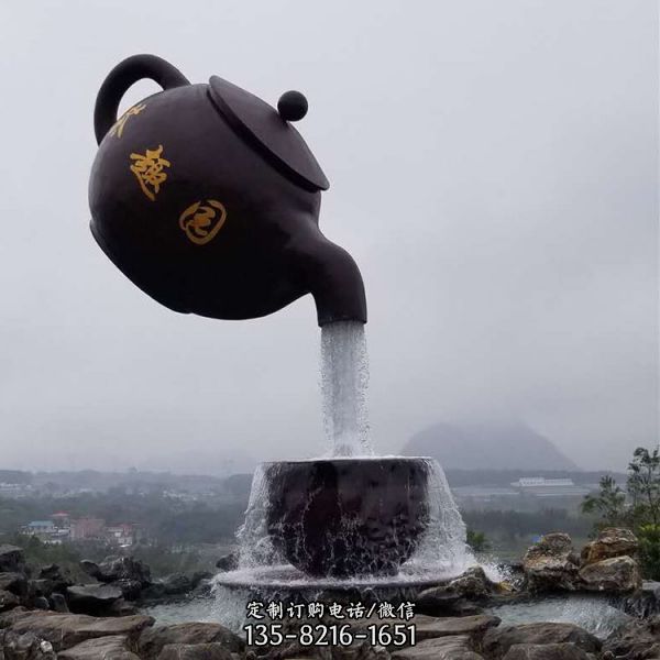 玻璃鋼仿銅懸空流水銅天壺室外水景觀雕塑（2）