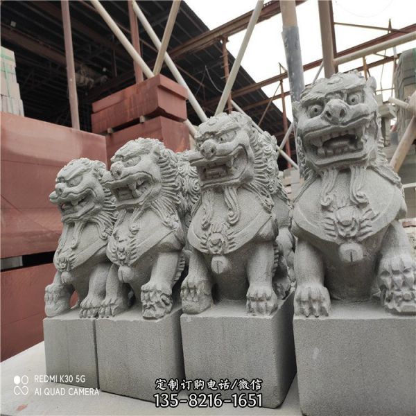 古建大門(mén)青石雕刻獅子動(dòng)物雕塑擺件（3）