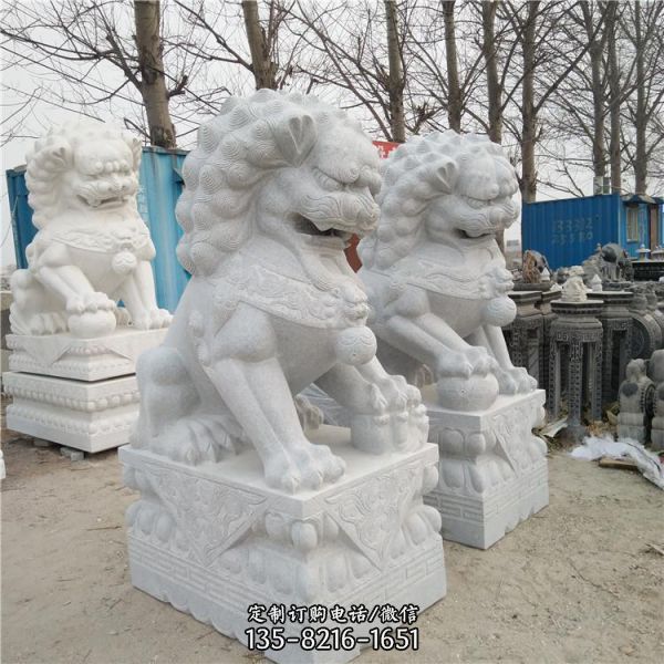 古建大門(mén)青石雕刻獅子動(dòng)物雕塑擺件（5）
