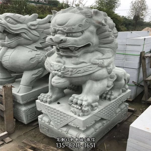 古建大門(mén)青石雕刻獅子動(dòng)物雕塑擺件（4）