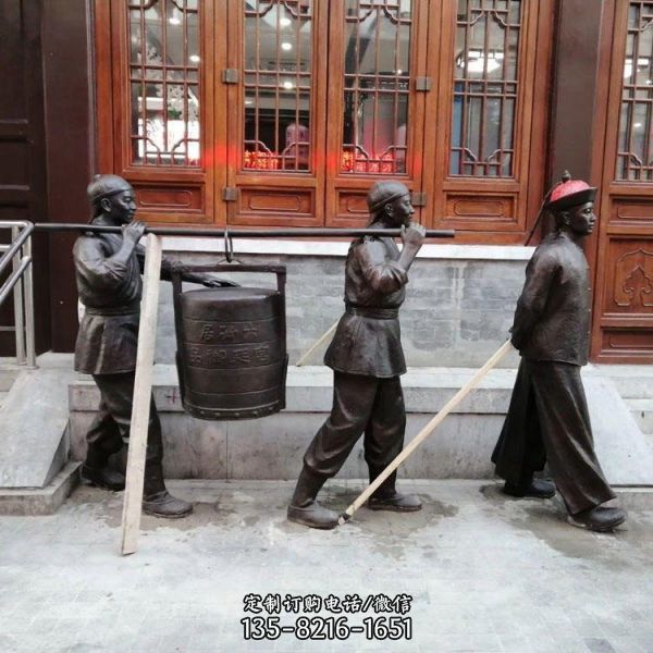 鑄銅賣貨郎人物商業(yè)街戶外小品擺件雕塑（1）