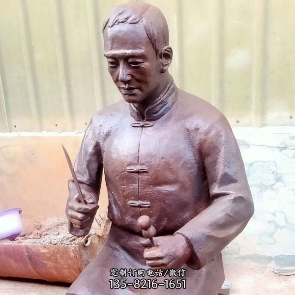 鑄銅賣貨郎人物商業(yè)街戶外小品擺件雕塑（5）