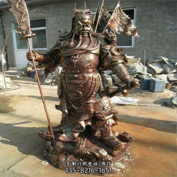 景點寺院招財鎏金銅關公雕像（5）