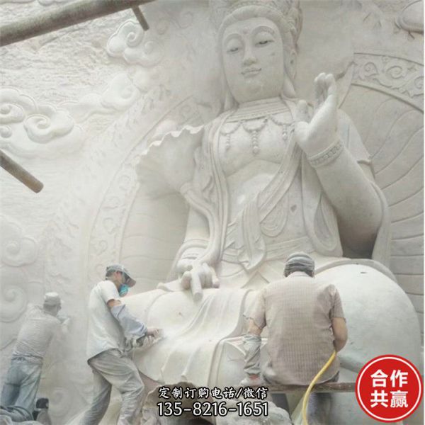 寺院大理石雕刻觀音菩薩佛像雕塑（4）