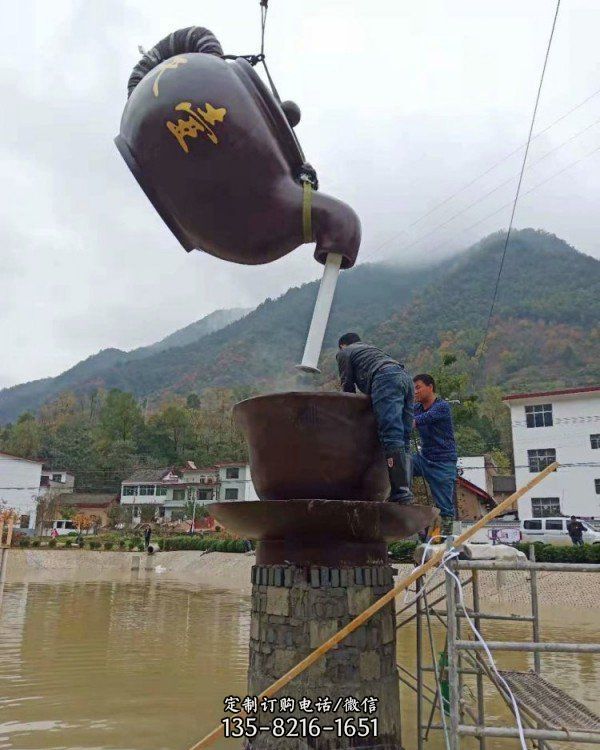 園林玻璃鋼流水懸空天壺雕塑（1）