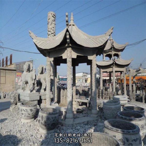 公園廣場青石雕刻中式景觀涼亭（3）
