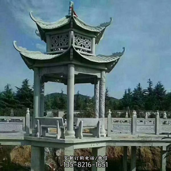 公園廣場青石雕刻中式景觀涼亭（4）