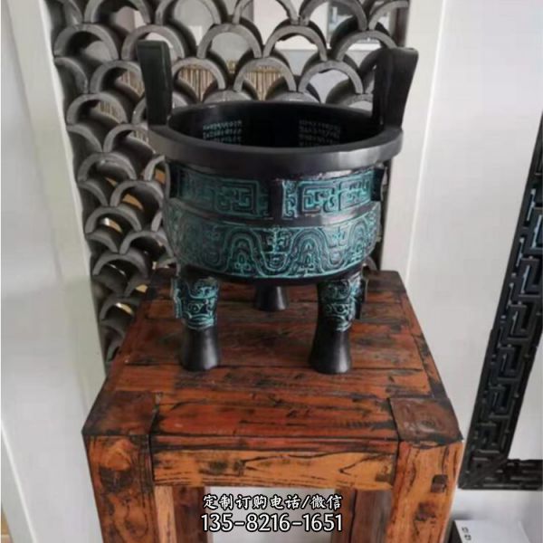 寺廟祈福仿古青銅器戶外大型上香鼎雕塑（3）