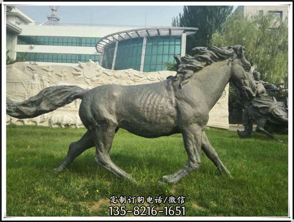 廣場大型戶外不銹鋼仿銅奔騰的駿馬雕塑（2）