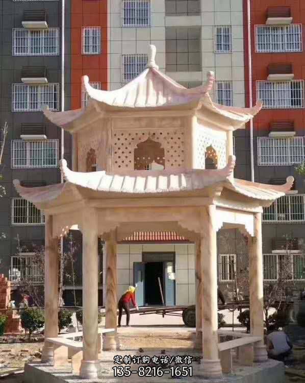 晚霞紅石雕園林景觀別墅小區涼亭擺件