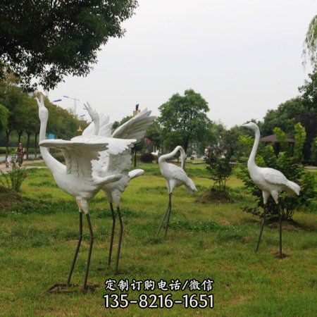玻璃鋼仿真丹頂鶴動物雕塑 園林景觀小品（1）