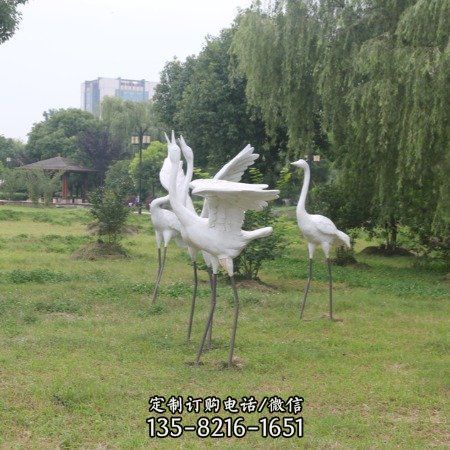 玻璃鋼仿真丹頂鶴動物雕塑 園林景觀小品（3）