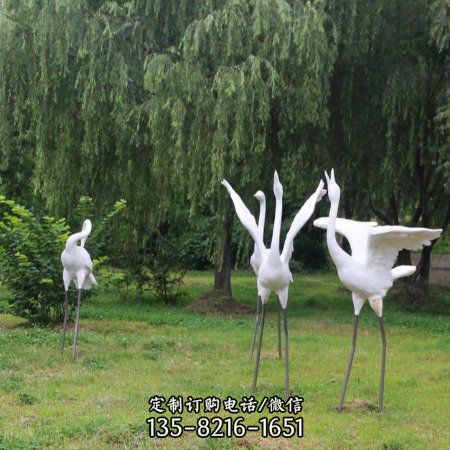 玻璃鋼仿真丹頂鶴動物雕塑 園林景觀小品（2）