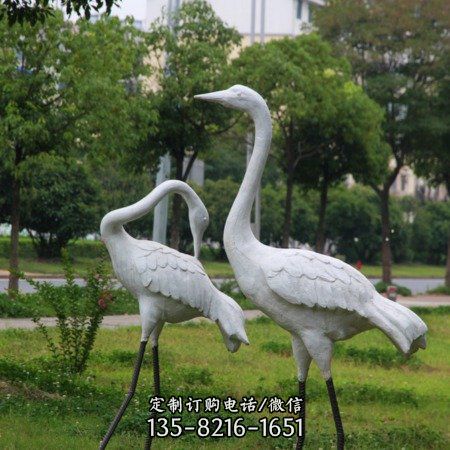 玻璃鋼仿真丹頂鶴動物雕塑 園林景觀小品（4）