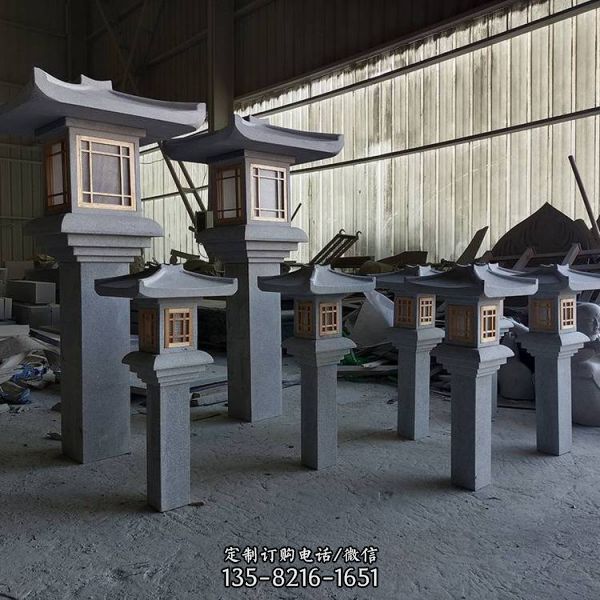 中式庭院青石仿古太陽能燈 禪意石雕落地燈（3）