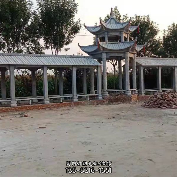 大理石雕刻仿古建筑長(zhǎng)廊涼亭公園擺件