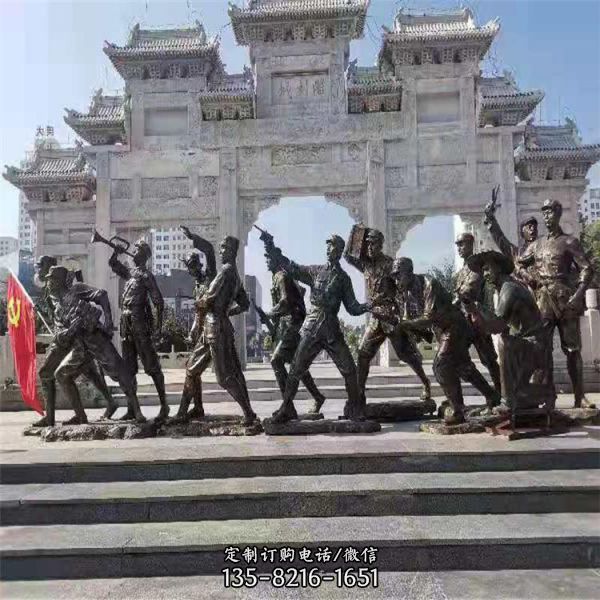 情景小品戶外園林玻璃鋼仿銅人物景觀雕塑（4）