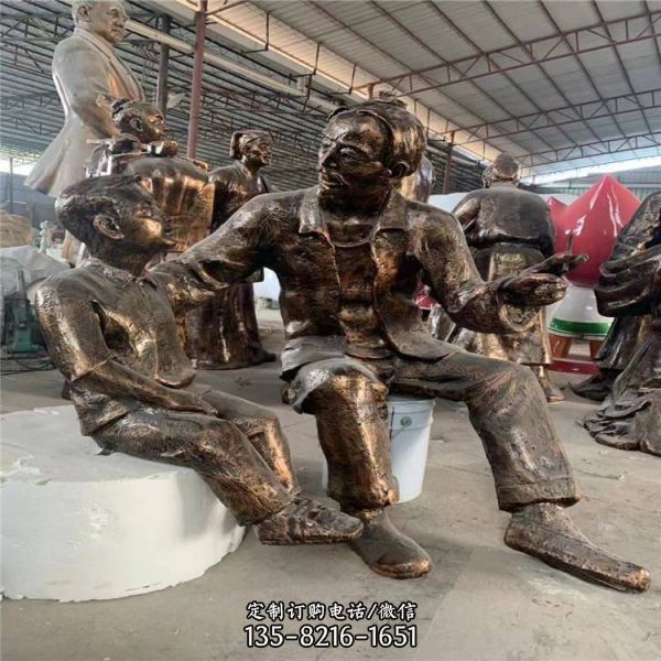 玻璃鋼仿銅情景人物雕塑（5）