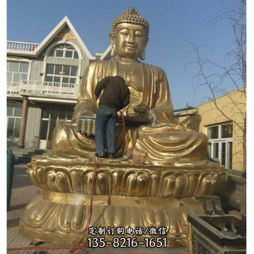 寺廟大型不銹鋼噴漆烤漆供奉三世如來佛祖雕塑（1）