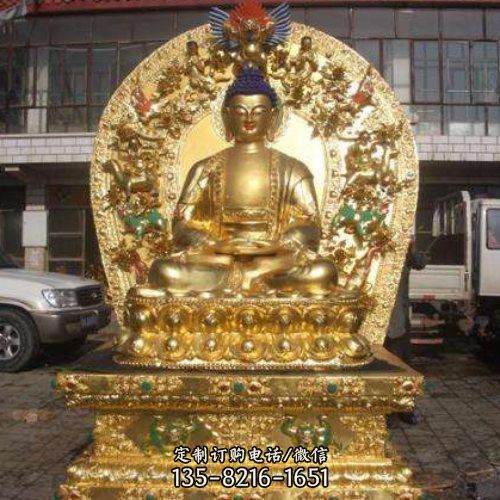 寺廟大型不銹鋼噴漆烤漆供奉三世如來佛祖雕塑（2）