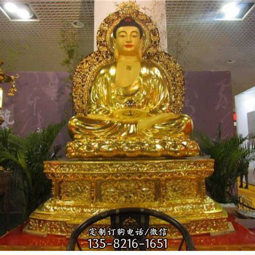 寺廟大型不銹鋼噴漆烤漆供奉三世如來佛祖雕塑（4）