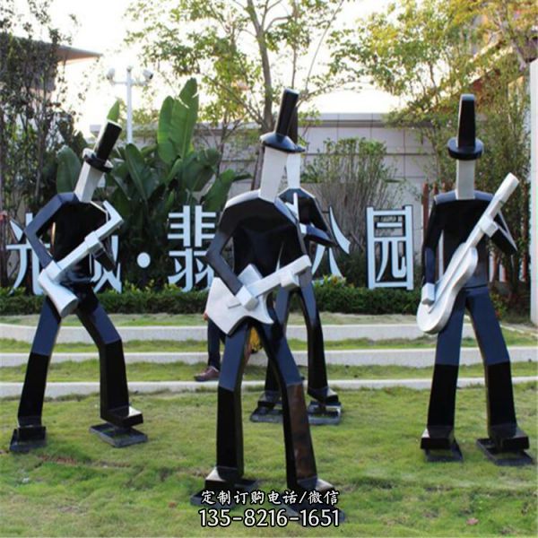 園林小區(qū)綠地?cái)[放玻璃鋼卡通抽象人物景觀雕塑（1）