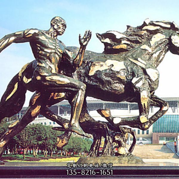 寺廟大型不銹鋼仿銅園林景觀人物雕塑（2）
