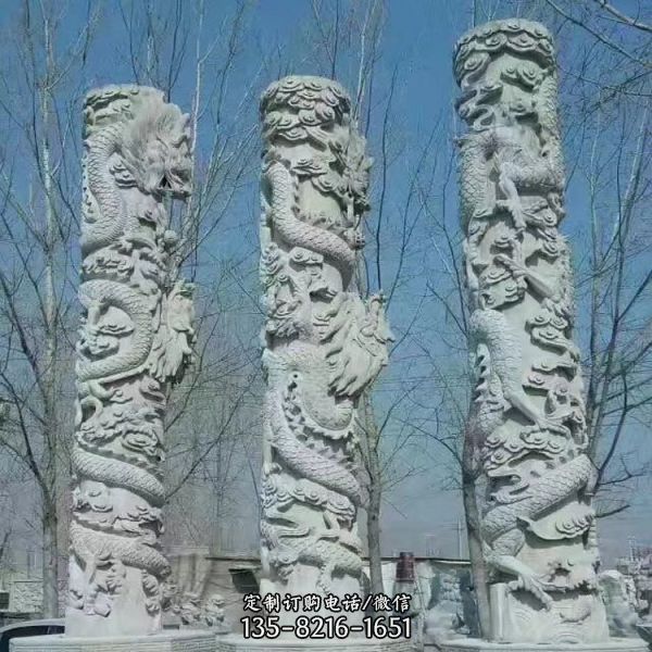 廣場大型文化柱盤龍石柱雕塑（5）