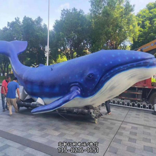景區大型玻璃鋼彩繪海洋動物景觀鯨魚雕塑