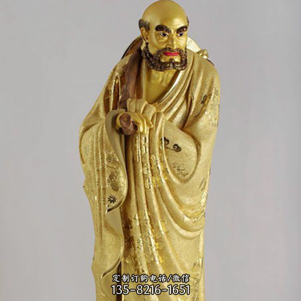 寺院擺放玻璃鋼漆金釋迦摩尼站立佛像