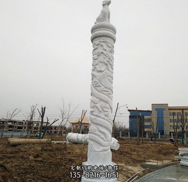 公園華表柱石龍柱雕塑 戶外廣場大型擺件（4）