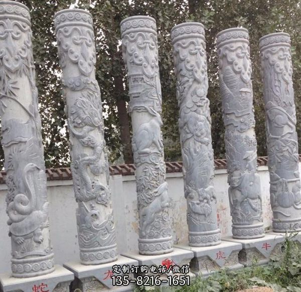 公園華表柱石龍柱雕塑 戶外廣場大型擺件（3）