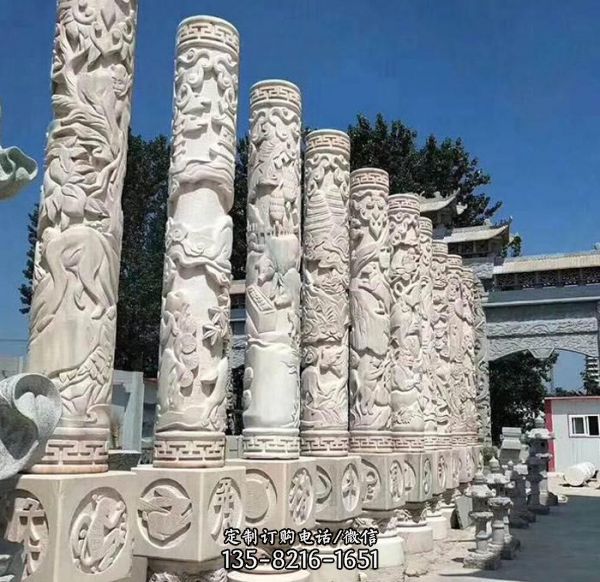公園華表柱石龍柱雕塑 戶外廣場大型擺件（6）