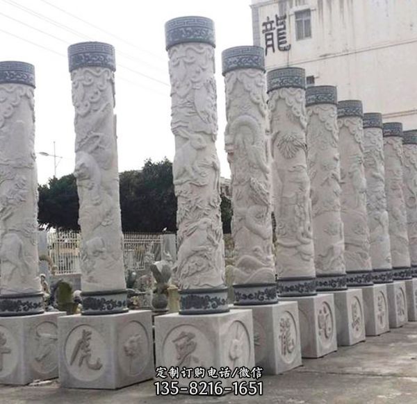 公園華表柱石龍柱雕塑 戶外廣場大型擺件（5）