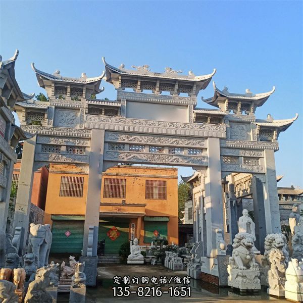 花崗巖農村石牌坊 大型景觀青石石牌樓雕塑（3）