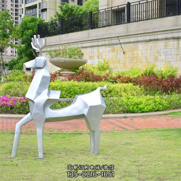 幾何不銹鋼戶外公園草坪動物雕塑（1）