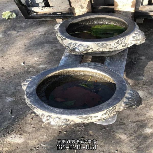 庭院獸頭石缸青石仿古魚缸（3）
