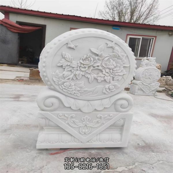 石雕漢白玉門(mén)墩抱鼓石小象 庭院門(mén)口擺設(shè)（1）