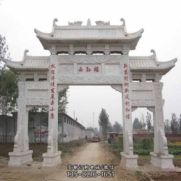 寺廟青石仿古三門牌坊（2）