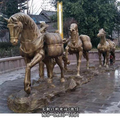 廣場城市不銹鋼大型仿銅馬雕塑（4）