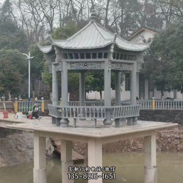 公園景點擺放花崗巖單層休息涼亭