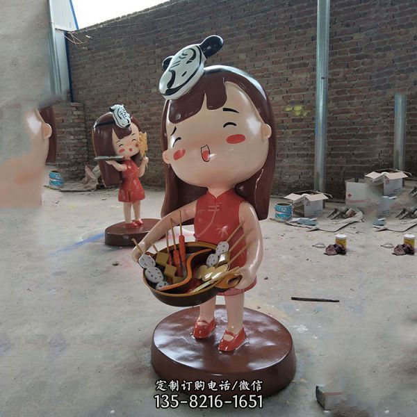 商場飯店迎賓擺放玻璃鋼卡通美少女人物雕塑（5）