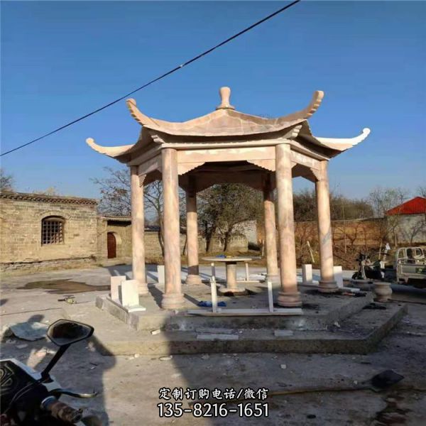大理石花崗巖庭院休閑仿古六角涼亭