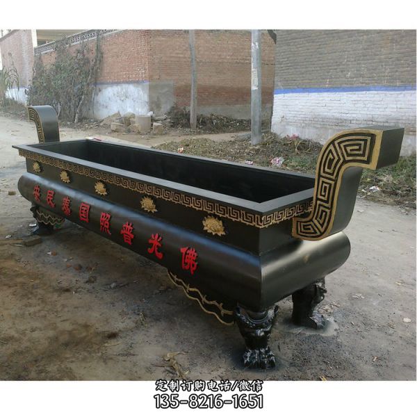 寺院佛教擺放大型平口鐵香爐 三層長香爐（4）