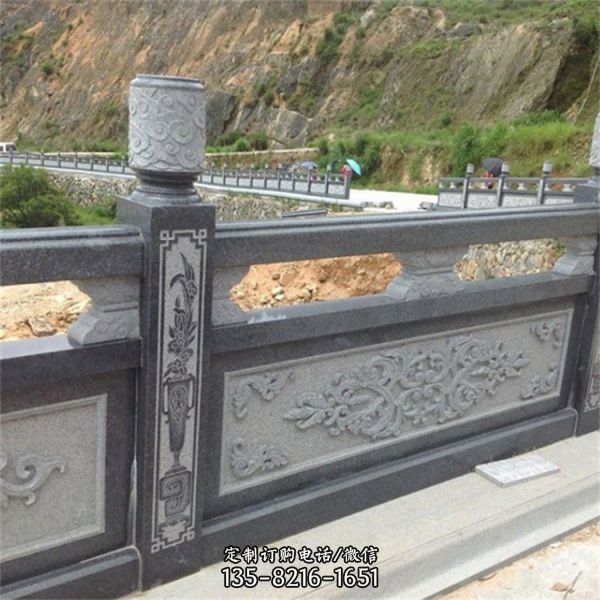 青石大理石雕刻花紋石欄桿  景區(qū)公路旁安裝防護(hù)欄桿