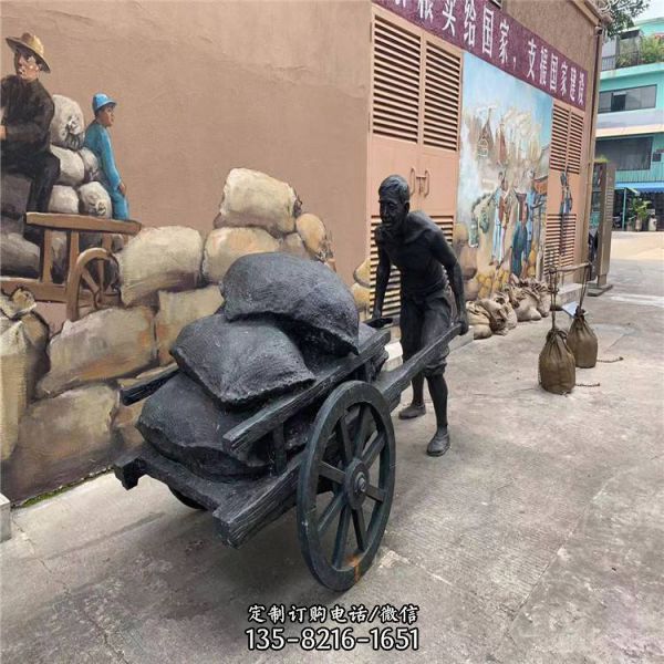 公園廣場玻璃鋼仿銅農耕人物雕塑（4）