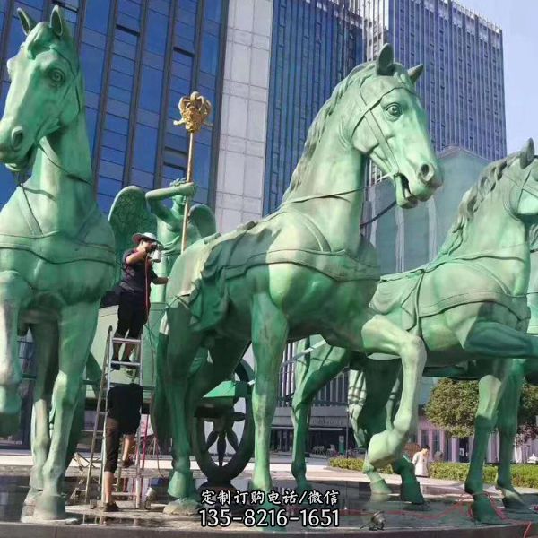 城市廣場 擺放大型青銅鑄造歐式阿修羅戰車