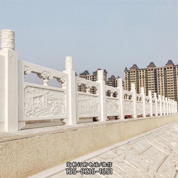 寺廟景區古建筑專用漢白玉雕刻石欄桿扶手（5）